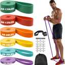 Zacro Resistance Bands, 4 Resistance Levels Pull Up Assistance Bands, Exercise Bands for Men&Women, Heavy Duty Resistance Band Set with Door Anchor, for Working Out, Muscle Training, Physical Therapy (Green+Red+Orange+Yellow+Cyan+Purple)
