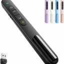 QUI Presentation Clicker for PowerPoint, RF 2.4GHz USB Wireless Presenter Remote with Volume Control, PowerPoint Clicker Slide Advancer for Mac, Windows, Laptop, Keynote, Black