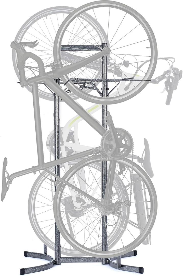 Bike Rack for Garage & Home by Delta Cycle - No Drilling Required - Fully Adjustable Gravity Storage Rack for Any Style Bicycle - Freestanding Vertical Rack