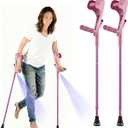 Forearm Crutches for Adults Foldable Knee Patients Mobility aids for Children and Seniors for with Leg Injury Adjustable Travel Lightweight Walking Stick (Pink Pro)