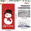 Merry Christmas Door Cover 71x35 Inch Front Porch Door Banners Decoration Winter Red Background Snowman with Hat and Scarf Winter Wonderland Theme for Sign Party Indoor Decor