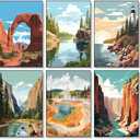 6 Pack Paint by Numbers Kit for Adults Beginner, National Park Adult Paint by Number Kits on Canvas Without Frame, National Park Landscape Oil Painting by Numbers for Home Decor Gift 8” W x 12”L
