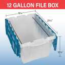 Akro-Mils KeepBox 12 Gallon Storage Container, Nesting and Stackable Plastic Storage Box with Lid Attached and Rails for Letter Size Hanging File Folders, 21" x 15" x 12", Clear/Blue
