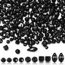 Kigeli 1280 Pcs Glass Beads Bulk Assorted Crystal Beads for Jewelry Making Faceted Teardrop Rondelle Briolette for DIY Crafts Necklace Wristband Earring Kit(Black)