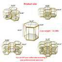 LUGSHIREE Coffee Table Glass Modern Coffee Table, Hexagon Free Combination Glass Center Table Small End Tables with Metal Frame for Living Room (Gold, 1 Piece (with Mirror))