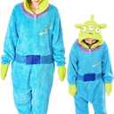 GONAAP Adult Onesie Pajamas Sherpa Animal One Piece Cosplay Costume for Women Men (Medium, Green/Blue)