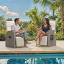 YITAHOME Outdoor Recliner Chair, Wicker Recliner Chair 150Reclining, Beige | All-Weather Reclining Lounge Chair w/2.8" Thick Cushions & Adjustable Footrest for Comfort, Solid Iron Frame, Flip Side Table