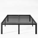 KERAMIK 18 Inch High King Size Bed Frame Metal, Platform King Bed Frame No Box Spring Needed with Round Edge, Easy Assembly, Heavy Duty, Black