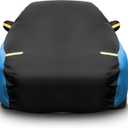 Riakrum Full Car Cover Waterproof All Weather for Automobiles Windproof Cover Rain UV Protection Sun Scratch Resistant Outdoor Universal(Fit Sedan Length/Small SUV (185193") 59'' H,Black, Blue)