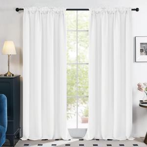 Deconovo Blackout Curtains Panels for Bedroom - Thermal Insulated Rod Pocket Room Darkening Drapes, Noise-Reducing Curtains, 42W x 84L Inch, Pure White, 2 Panels