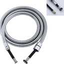 Double layered hose, more explosion-proof!Gnimauhz Kitchen 59-Inch or 150CM Pull Down Sink Faucet Replacement Pull Out Spray Head Hose Stainless Steel (Electroplating explosion-proof, 1.5 meters)