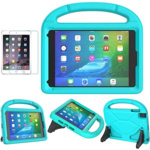 SUPLIK Kids Case for iPad Mini 5/4/3/2/1 (7.9"), Durable Shockproof Protective Handle Bumper Stand Cover with 2*Screen Protectors for 7.9 inch Apple iPad Mini 5th/4th/3rd/2nd/1st Generation, Cyan