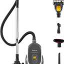 Aircliff Canister Vacuum Cleaner, Specially Designed Nozzle for Pet Family, 1200W & 17Kpa Strong Suction, 2 HEPA Filters & 5 Cleaning Tools for Hard Floor, Carpet, Upholstery, Pet Hair(Sliver)