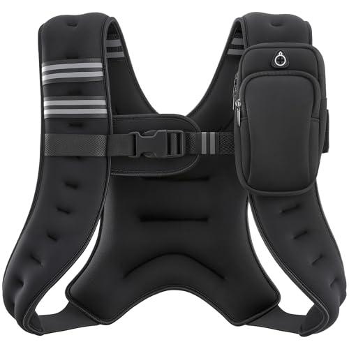 ZELUS Weighted Vest, 12lb Weight Vest with Reflective Stripe for Workout, Strength Training, Running, Fitness, Muscle Building, Weight Loss, Weightlifting, Black(12 lb)