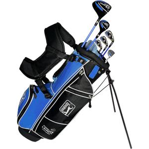 PGA Tour Youth Golf Club Set – 10-Piece Right-Handed Kids Golf Set for Ages 8-12 (4’8”-5’2”) – Beginner Junior Golf Clubs with Lightweight Stand Bag, Mallet Putter, Hybrid, Driver & More by Golfgen (Right Handed)