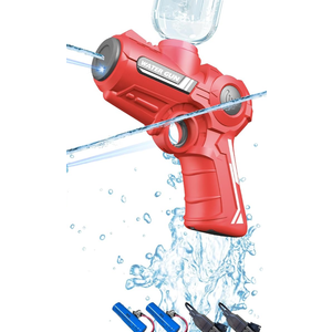 Electric Water Gun, 2 Pack One-Button Automatic Squirt Guns Pistols for Kids & Adults, 26Ft Range Soaker Water Guns Toy for Swimming Pool Party Games Outdoor Summer Activity (Red+Blue)