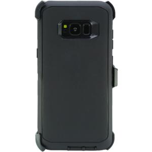 WallSkiN Case for Galaxy S8 Plus (6.2") Heavy Duty Full Body Military Grade Drop Protection Carrying Cover Holder | Holster for Men Belt with Clip Stand  Black/Black
