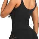 SHAPERX Women's Fajas Colombianas Shapewear Postpartum Tummy Control Body Shaper Butt Lifter Bodysuit (Large, Black)