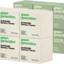 Green Generation Bamboo Facial Tissues Cube Boxes - 3-Ply, 70 Sheets/Box, 12 Multicolor Face Tissue Boxes, 840 Unscented Organic Soft Paper Facial Tissuefor Daily Use - Hypoallergenic,FSC Certified