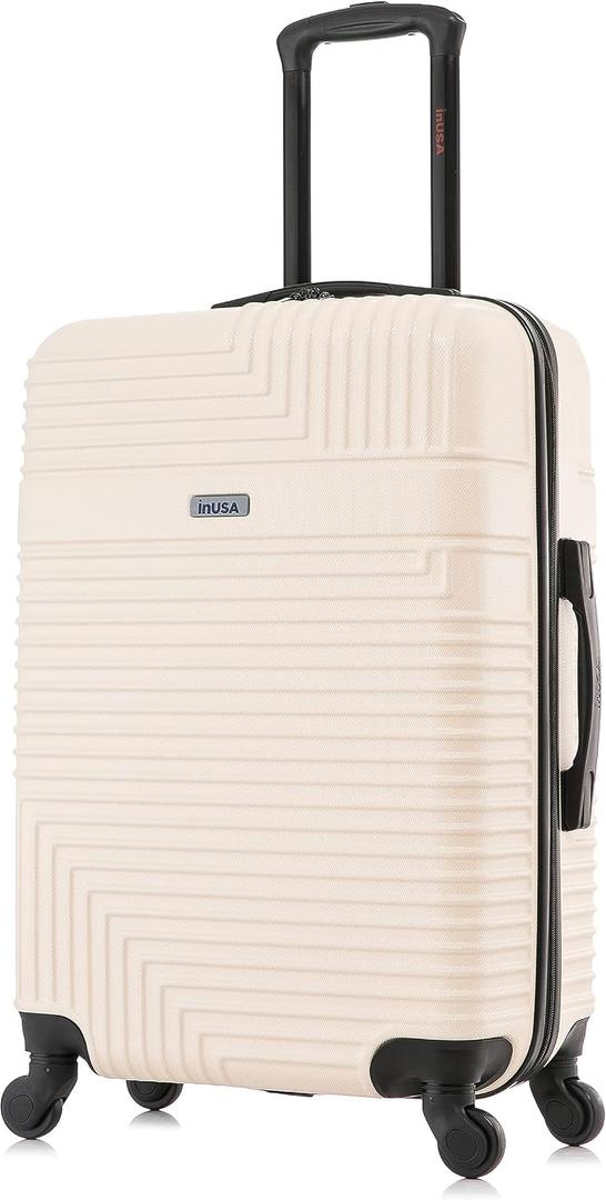 InUSA RESILIENCE Luggage with Spinner Wheels | Durable Lightweight Hardside Spacious Travel Bag with Handle and Trolley | 24-Inch Medium Checked Luggage | Sand
