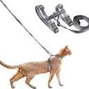 pidan Cat Harness & Leash Set, Cats Escape Proof Adjustable Kitten Harness for Large Small Cats, Lightweight Soft Walking Travel Petsafe Harness Grey,Neck Girth 7.8'' 12.2'', Chest Girth 10.2'' 16.9''