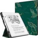 CoBak Case for 11" Kindle Scribe 3rd Generation 2025, Kindle Scribe Colorsoft with Two Viewing Angles - All New PU Leather Cover with Auto Sleep Wake, Pen Holder. Green Pattern
