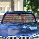 Boho Ethnic Car Windshield Sun Shade Bohemian Stripes Colorful Mandala Flower Foldable UV Ray Sun Visor Protector Sunshade to Keep Your Vehicle Cool (55" x 27.6")