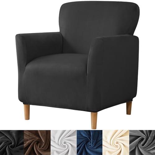 HFCNMY Banquet Armchair Slipcover,Stretch Velvet Armchair Cover Soft Chair Covers with Arms for Living Room Furniture Protector Black