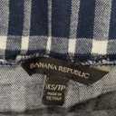 Banana Republic Off The Shoulder Navy Plaid Top XS