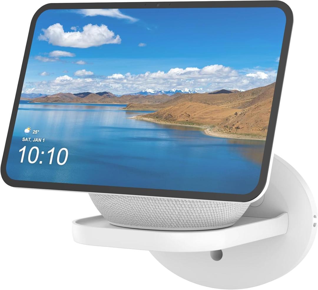 PlusAcc Wall Mount for Show 8 (2025 Release) & Show 11 & Nest WiFi - Space Saving Wall Holder Shelf Hanger for Speakers Less Than 15 lbs, Built-in Cable Management (White)