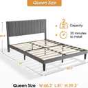 Queen Size Platform Bed Frame with Velvet Upholstered Headboard