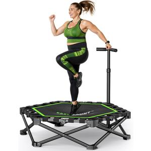 East Mount Foldable Mini Trampoline Indoor, Folding Rebounder Trampoline for Adults with Handles, Exercise Rebounder, Small Trampoline for Adults, for Indoor Garden Workout