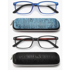 RaoOG Reading Glasses for Men with Spring hinges, Professional Computer Readers with Blue Light Protection and Case