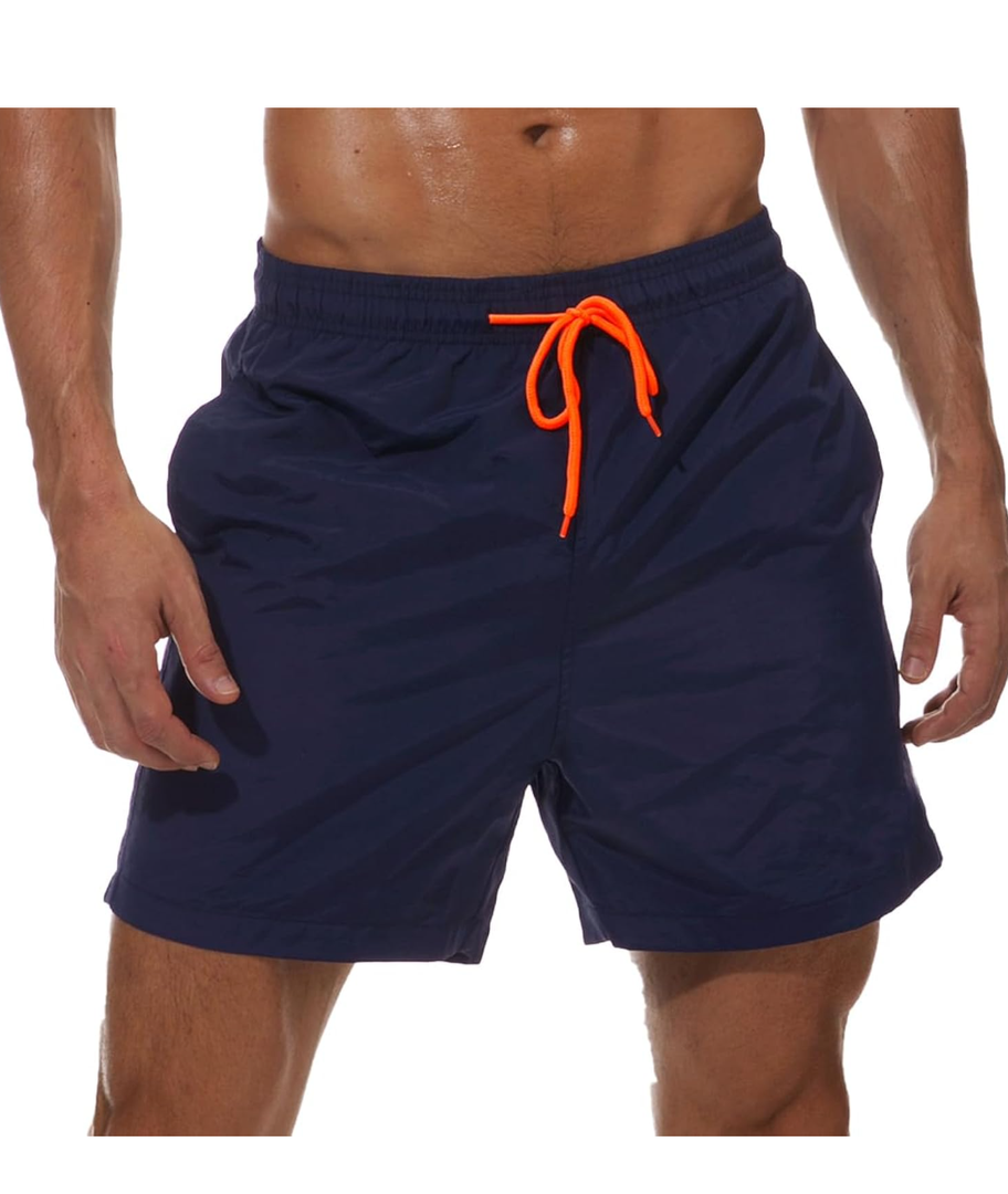 SILKWORLD Men's Swim Trunks Quick Dry Beach Shorts with Pockets Size L