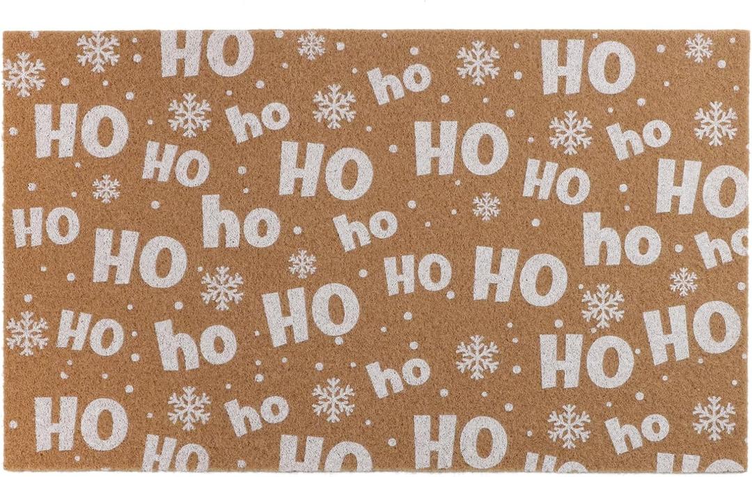 duduta Ho Ho Ho Snowflakes Christmas Door Mat 16.5"x28", Coco Coir Welcome Doormat Floor Entrance Mat Non Slip