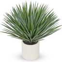 Briful Large Agave Plant Artificial in Resin White Pot, 26.3in Outdoor Fake Agave Plant Realistic Artificial Agave Cactus for Indoor Home Office Garden Front Patio Decor