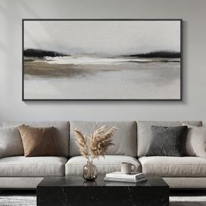 Large Framed Black and White Abstract Wall Art for Living Room, 30x60 In