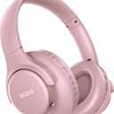 KVIDIO Bluetooth Headphones Over Ear, 65 Hours Playtime Wireless Headphones with Microphone, Foldable Lightweight Headset with Bass and Stereo Sound (Pink)