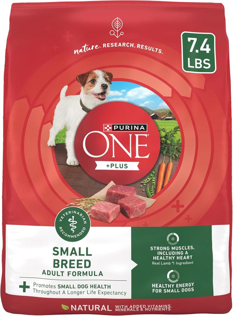 Purina One Small Breed Plus High-Protein Dog Food Lamb and Rice Formula Dry Dog Food - 7.4 lb. Bag (7.4 Pound (Pack of 1))