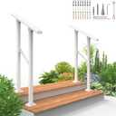 2 Pack 2 Step Hand Rails for Outdoor Steps,Railings for Outdoor Steps,Wrought Iron Railing kit for Garden Garage Porch Railing & Deck Hand Railr Easy to Install
