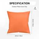 M METERXITY 2-Pack Outdoor Pillows Covers, 24 x 24 Inch Modern Throw Pillows Cover for Tent/Patio/Garden Couch Sofa, Waterproof Boho Pillowcases [Orange]