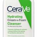 CeraVe Hydrating Cream To Foam Cleanser, Makeup Remover Face Wash For Dry Skin, Foaming Facial Cleanser With Hyaluronic Acid, Normal To Dry Skin, Fragrance Free & Non Comedogenic, 8 Fluid Ounces