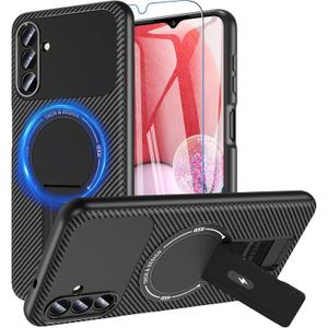 OWKEY Case Samsung Galaxy A13 5G, Magnetic Phone Case with Stand & Screen Protector, Anti-Fingerprint Shockproof Protective Case for Samsung A13 (Black)