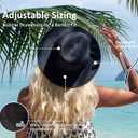 Joywant Womens Straw Fedora Beach Sun Hat, Packable Wide Brim Panama Hat for Women UV UPF50+ Summer Hat (Black, L)