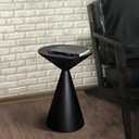 Small Drink Table, Round Martini Table, Drum End Table Side Table, Metal Accent Table,for Small Space Living Room, Bedroom, Black