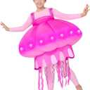 Spooktacular Creations Kids Halloween Inflatable Costume, Light-Up Jellyfish Blow-up Costume Girls, Sea Animal Inflatable Suit for Halloween Themed Parties