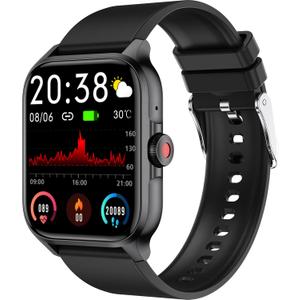 Fitness Tracker Heart Rate Blood Pressure Watch Blood Oxygen Monitor Pedometer Step Counter Activity Tracker Big Fitness Tracker for Women Men Smart Watch for Android Phones Compatible iPhone (black)