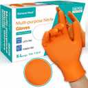 General Medi Nitrile Industrial Gloves with Raised Diamond Texture, 100 Count Thick (XL) (Orange)