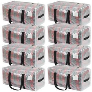 VTSVTS Heavy Duty Moving Bags, 8 Pack with Full Wrap Carry Handles and Double Zippers, 27 Gallon- 200lbs Large Storage Bins，with Labeled Window for Clothing, Bedding Storage, Packing Bags for Moving