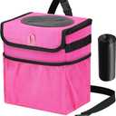 Car Trash Can Foldable Garbage Bin Leakproof 2.3 Gallons Car Trash Bag Pink